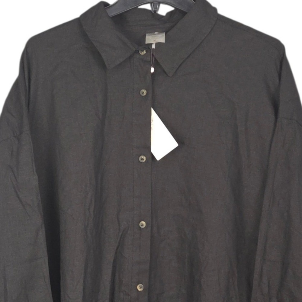 CALIA Button Down Shirt Womens XL Black Beach Cover Up Oversized Lightweight NWT